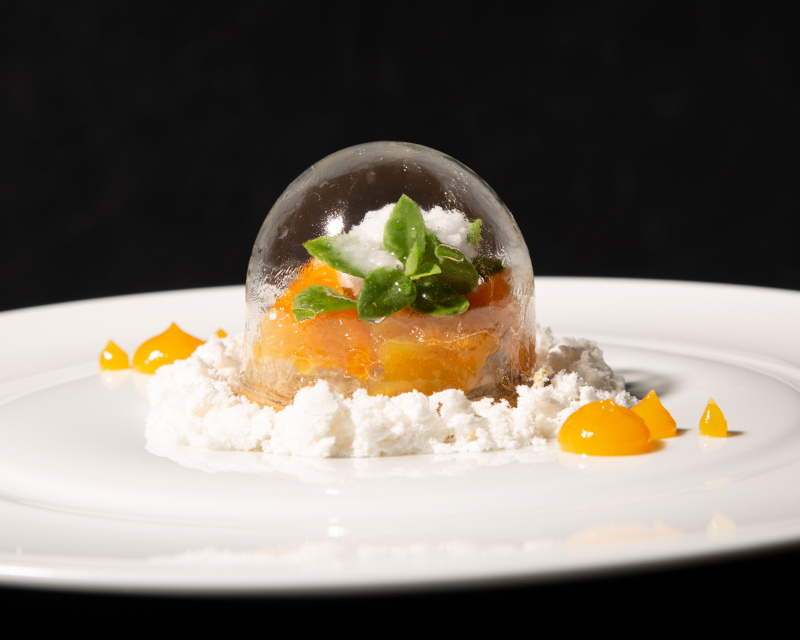 Snow Globe, foie gras, winter citrus, cardamom, ginger, hazelnut